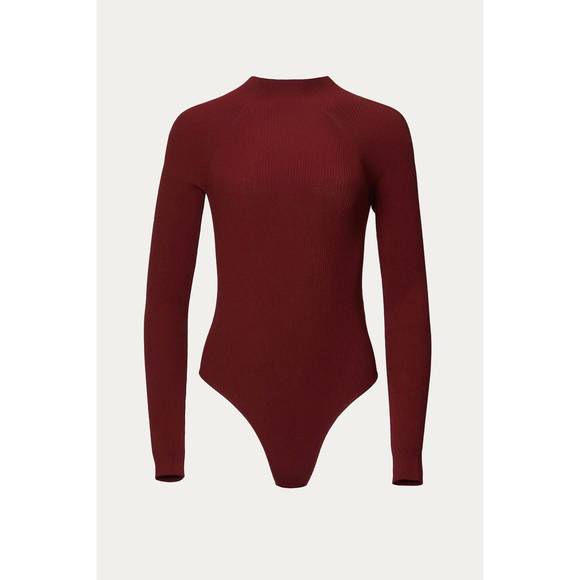 NEW ZEYNEP ARCAY open back knit bodysuit in cherry - Picture 2 of 5
